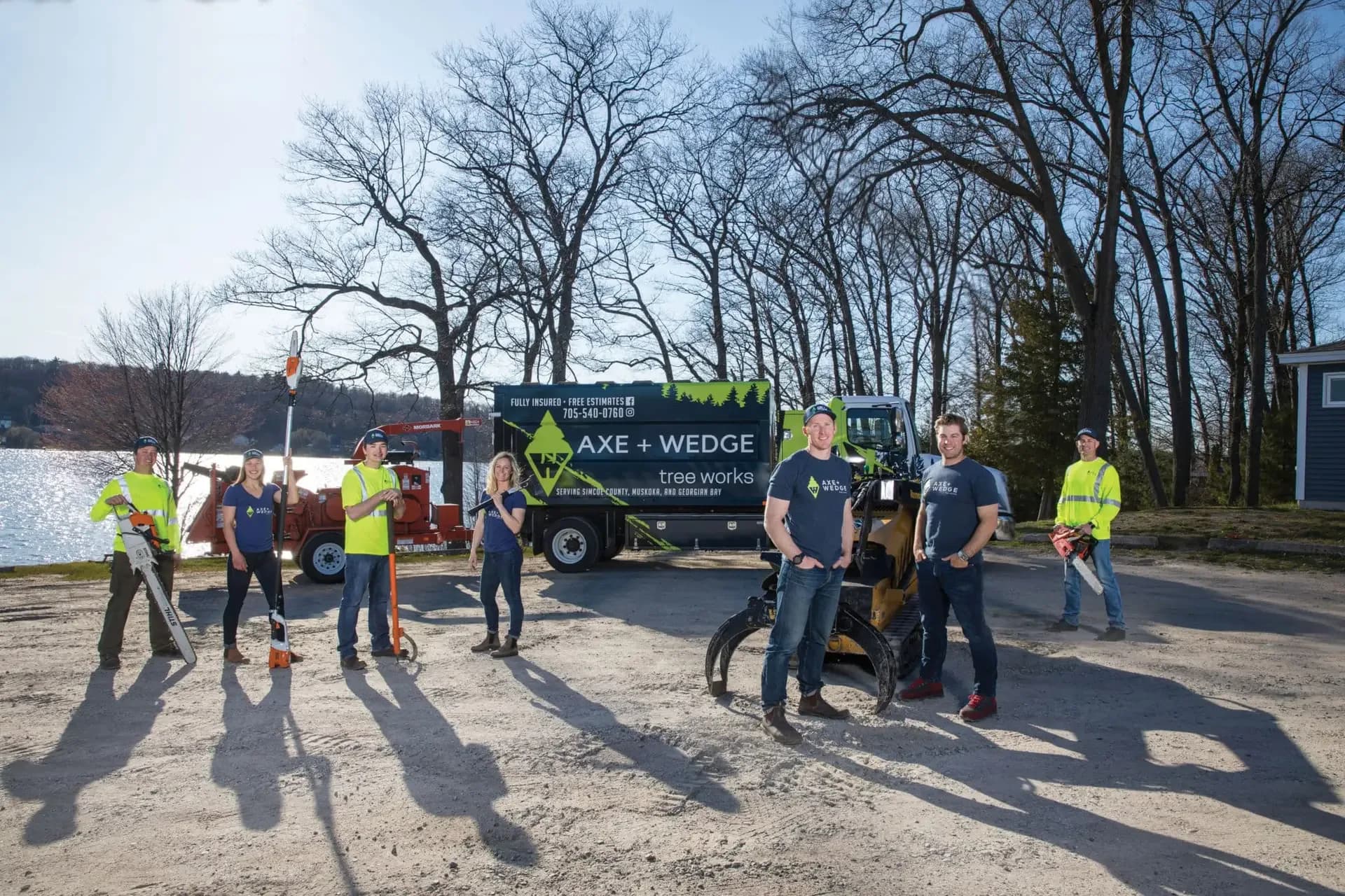 Axe & Wedge Tree Works crew — qualified arborists serving Simcoe County